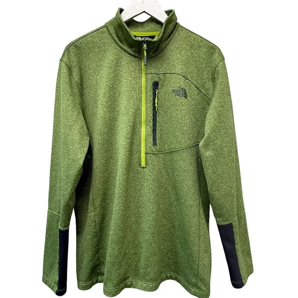 THE NORTH FACE 1/2 Zip Pullover XL Mens Green Fleece Lined Jacket